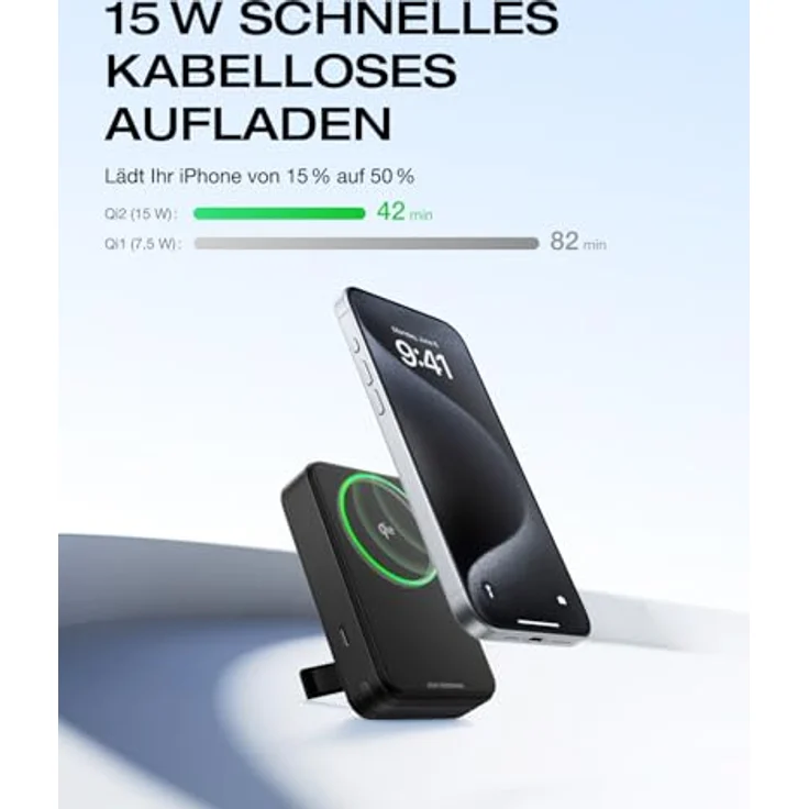 EF ECOFLOW Magnetische Powerbank 10 000 mAh Schwarz, kabelloses tragbares Ladegerät, 65 W Schnellladender Batteriepack mit USB-C-Kabel, kompatibel für iPhone 16/15/14/13/12 Serie – Bild 2