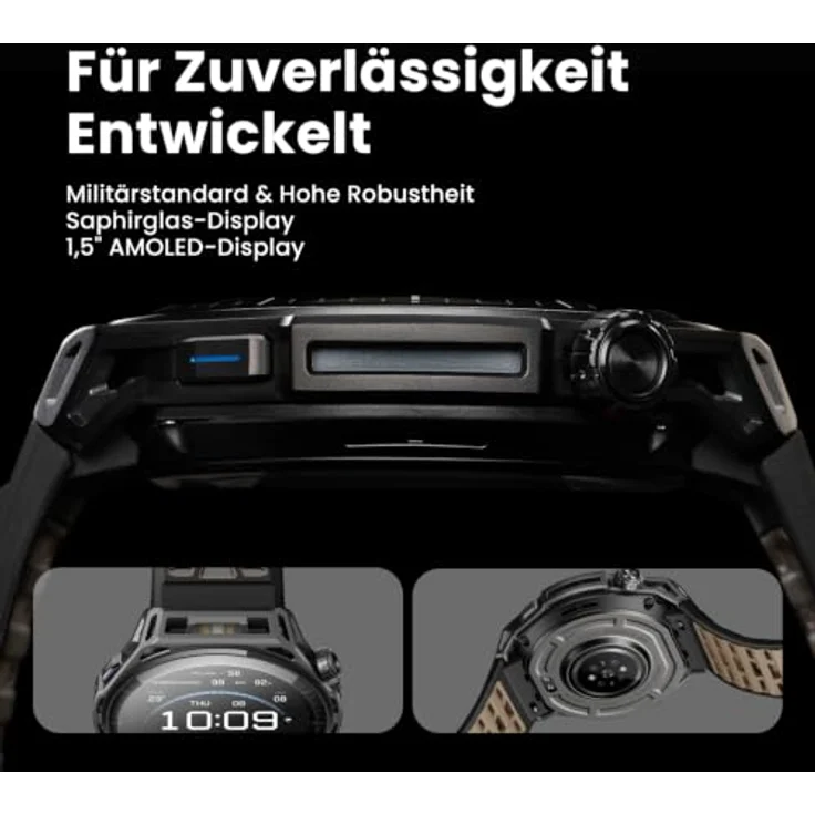 Amazfit Balance 3, Smartwatch mit 1.5 AMOLED-Display, 21 Tage Akkulaufzeit und HybridCharge™, Titanium Black – Bild 2