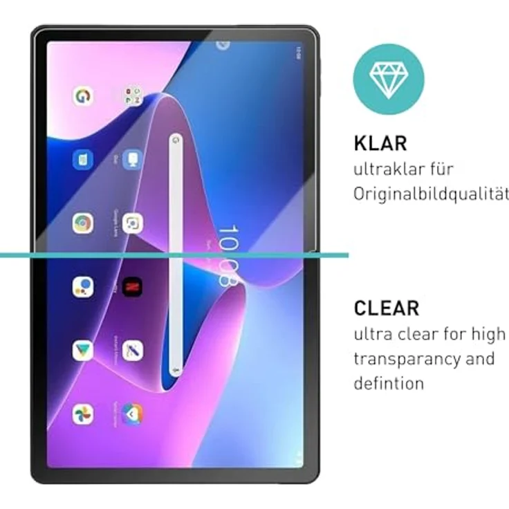 Dicota D80361-AM2 Tablet Schutzfolie für Lenovo Tab M10 Plus, blasenfreie Anwendung, hohe Widerstandsfähigkeit, 2H Härte – Bild 2