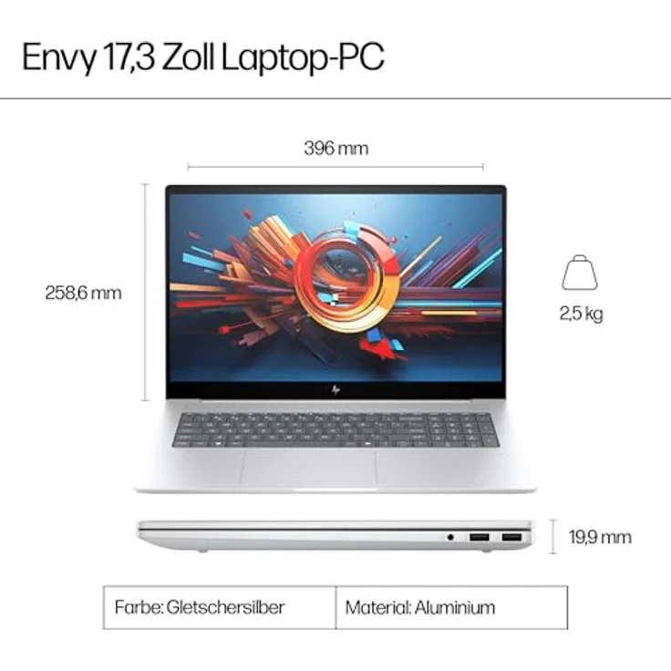 HP Envy Laptop 17-da0675ng, 17.3" Full HD, Intel Core i7, 16 GB RAM, 1 TB SSD, Windows 11, Gletschersilber, Versandkostenfrei – Bild 2
