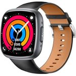 Knauermann NEO 2 (2025) Smartwatch, Gesundheitsuhr mit EKG, HRV, Blutdruck, Schlafapnoe, Bluetooth, schwarzem Rindslederarmband, eckig