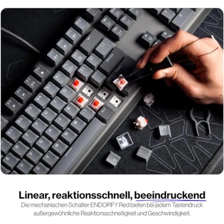 ENDORFY Thock V2 DE, QWERTZ Gaming-Tastatur mit Gateron Red Switches, Hot-Swap, Aluminium-Oberteil, Lautstärkeregler und programmierbare Makros – Bild 4