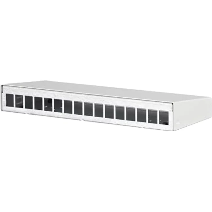 Metz Connect Keystone AP-Gehäuse 16 Port, reinweiß RAL9010, stabiles Stahlblechgehäuse für Einzelmodule, wandmontierbar