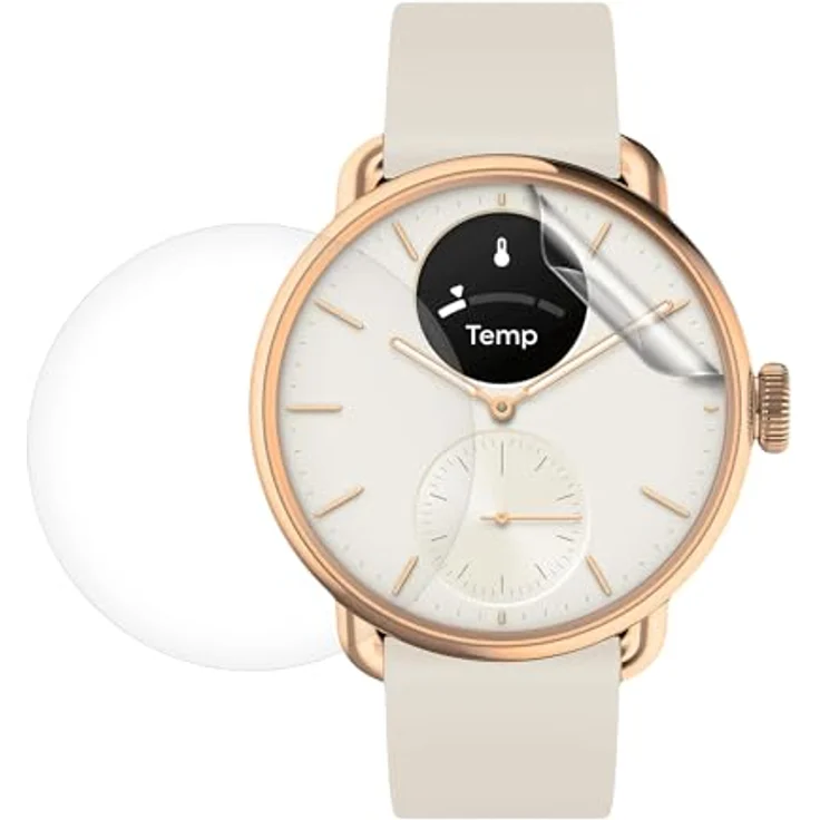 kwmobile 3x Transparente Displayschutzfolie für Withings Scanwatch 2 38mm - Ultradünner Schutz vor Kratzern und Schmutz, einfache Blasenfreie Anbringung – Bild 1