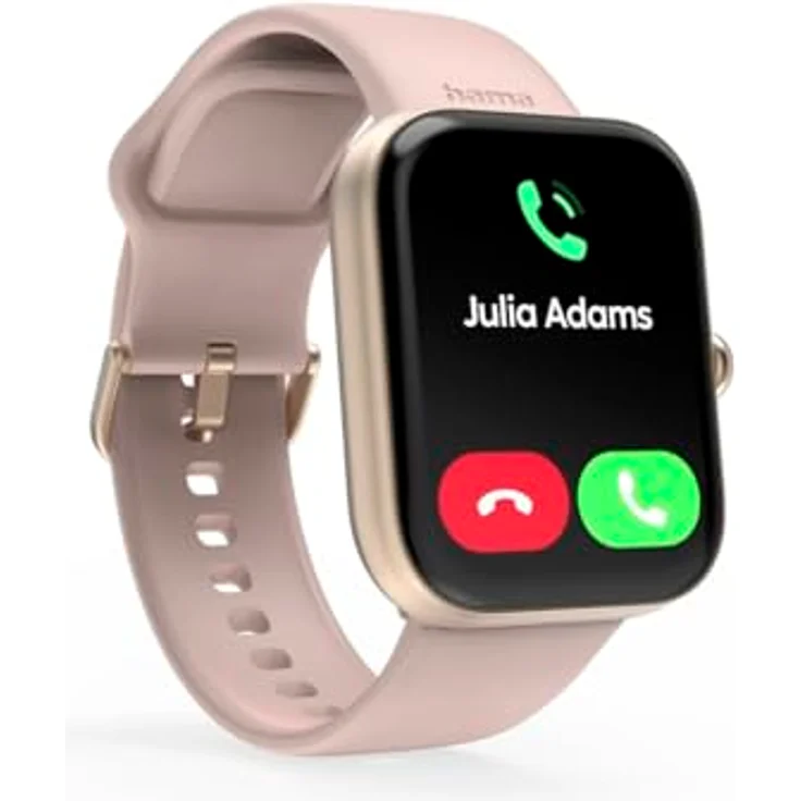 Hama Smartwatch 5000 (Farbdisplay 1,65“, Telefonfunktion, WhatsApp, E-Mails etc., Sprachassistent, wasserdicht, Fitnesstracker mit 100 Sportarten + Herzfrequenz, Blutsauerstoff, Kalorien etc.) rosé – Bild 5