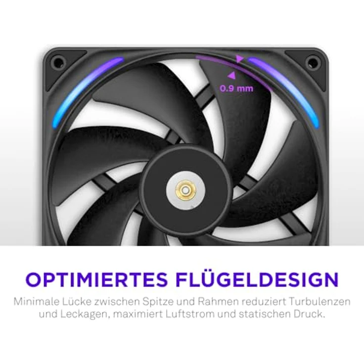 NZXT F140X Performance-Lüfter, 140mm PWM RGB Gehäuselüfter mit maximaler Luftförderung, LCP-Rahmen, magnetischem Fluid-Dynamic-Lager, 30mm Dicke, schwarz – Bild 4