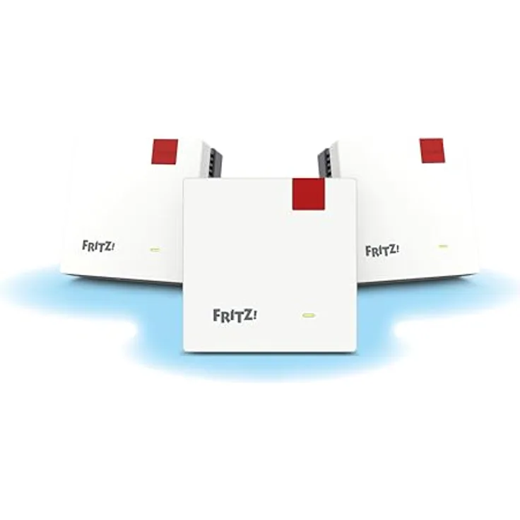 AVM Fritz!Mesh Wi-Fi Set 1600, 3er Pack mit WiFi 6, bis 3000 Mbps, für große Häuser (5-7 Zimmer), kompatibel mit allen Routern, inklusive 5 Jahre Garantie, Made in Europe