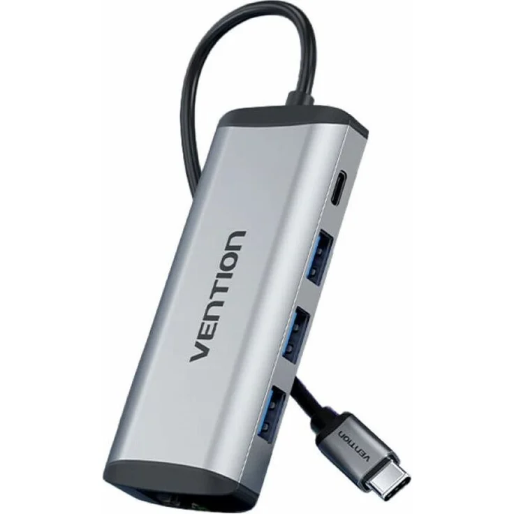 Vention Thahb Dockingstation Silber One Size, USB-C Anschluss mit 100 W Schnellladen, 4K HDMI, 1000 Mbit/s RJ45-Anschluss