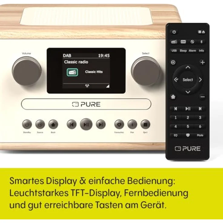 Pure Classic C-D4, DAB+ und FM Radio mit Bluetooth, in Cotton White/Oak – Bild 5