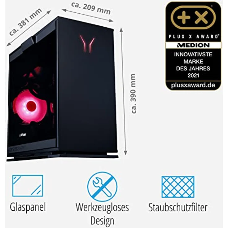 Medion Engineer X20 MD 34800 Intel Core i7-12700, 32GB RGB DDR4 RAM, 1TB SSD, NVIDIA GeForce RTX 3070 LHR 8GB GDDR6, Win 11 Home) – Bild 3