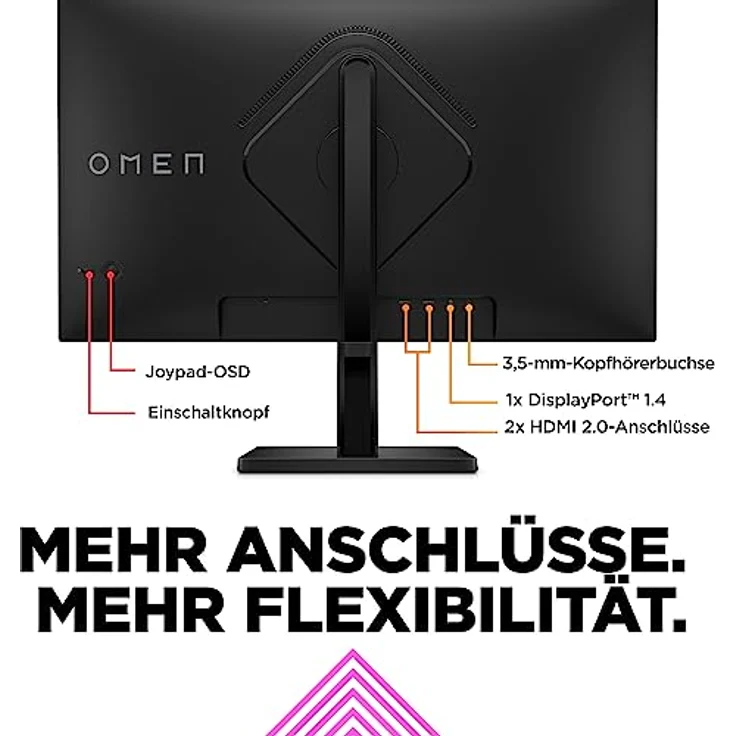HP Omen 27q 27" QHD IPS Gaming Monitor, 165Hz, 1ms, FreeSync, HDMI/DP, 16:9 Display – Bild 7