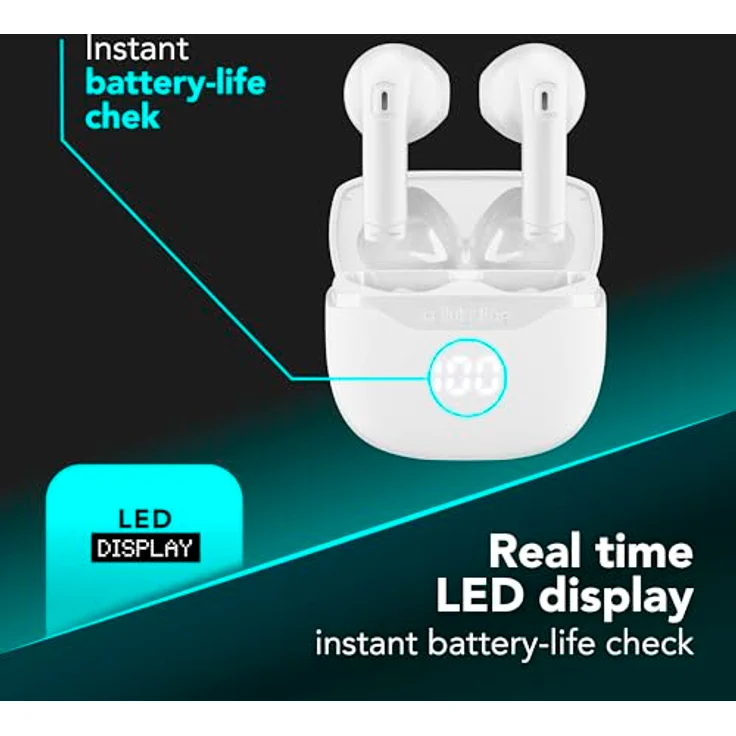 CELLULAR LINE Core, kabellose In-ear Kopfhörer mit Ladehülle und LED-Anzeige, Bluetooth, Weiß, bis zu 16 Stunden Wiedergabezeit – Bild 4