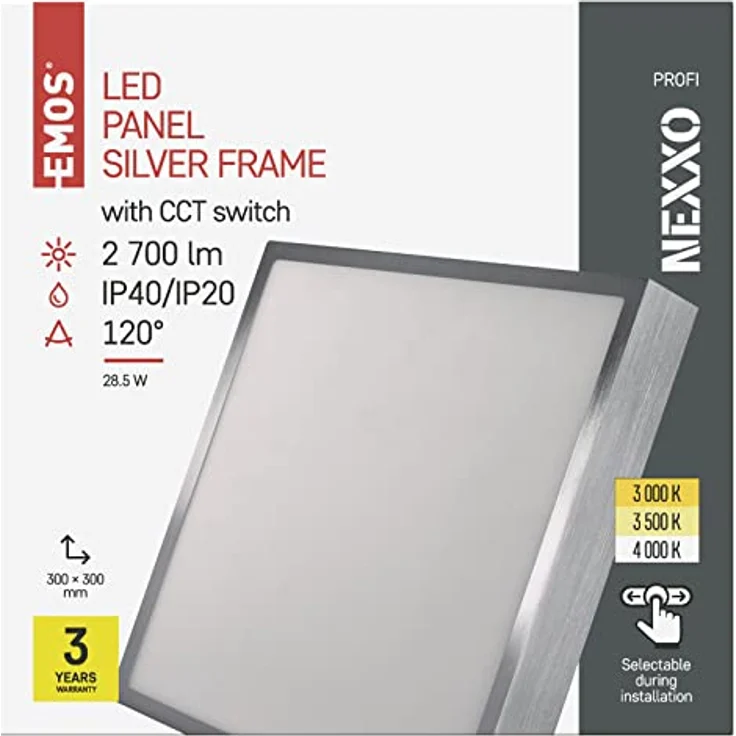 EMOS LED Panel 28,5 W, quadratische 2700 lm Deckenleuchte, Wandleuchte 30 cm, 3 einstellbare Lichtfarben warmweiß-neutralweiß (3000/3500/4000K) – Bild 2