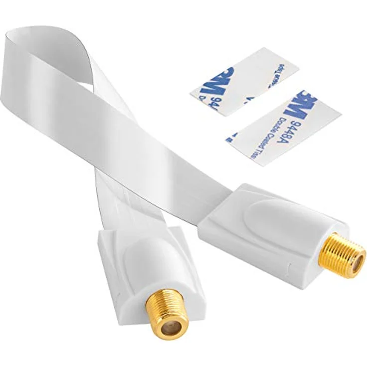Poppstar 1x 28cm SAT Fensterdurchführung, Türdurchführung für Koax Kabel Kupplung (F-Stecker), sehr flach (0,2mm) für Fenster und Türen, vergoldete Kontakte, weiß – Bild 2