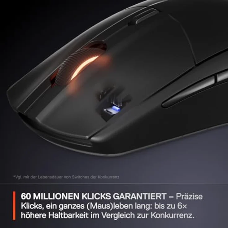 SteelSeries Rival 3 Wireless Gen 2 Gaming-Maus, 2,4 GHz und Bluetooth, 18.000 DPI TrueMove Air-Optiksensor, bis zu 200 Std. Akkulaufzeit, ultraleicht, PTFE-Gleitfüße, Schwarz – Bild 5