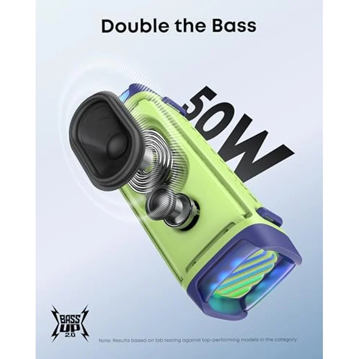 soundcore Boom 3i, Robuster Outdoor Bluetooth-Lautsprecher, wasserdicht IP68, 50W BassUp™ 2.0 Sound, BT 5.3, 16h Akkulaufzeit, Lichtshow + TWS-Stereo, Dschungelgrün – Bild 4