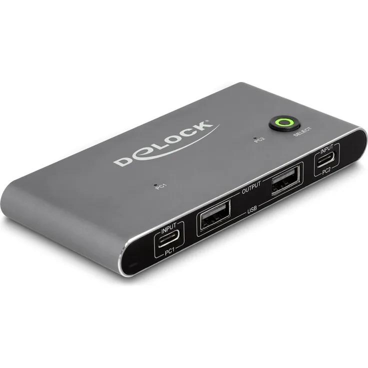 Delock USB-C™ KVM Switch zu HDMI und DisplayPort 8K MST, grau, mit 2 Monitore unterstützen und 3 USB 2.0 Anschlüsse