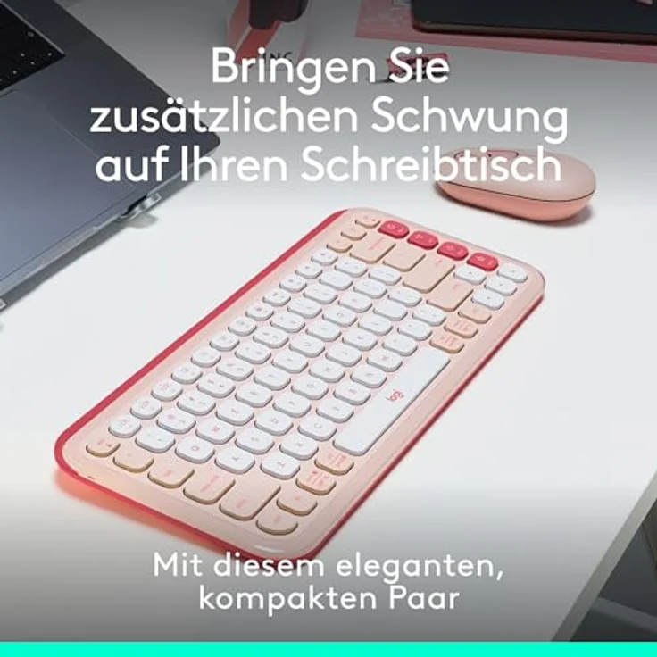 Logitech POP ICON COMBO, Bluetooth-Tastatur-Maus-Set, programmierbare Tasten, leise Klicks, Easy-Switch für bis zu 3 Geräte, Deutsches QWERTZ-Layout - Rosa – Bild 2