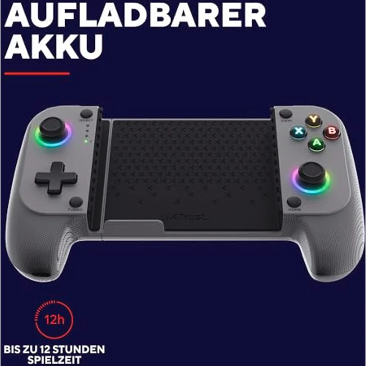 Trust GXT735G Mylox, Wireless Gaming Controller für Android und iOS mit Bluetooth 5.0, dualem Vibrationsfeedback, RGB-LED-Tasten, grau – Bild 7