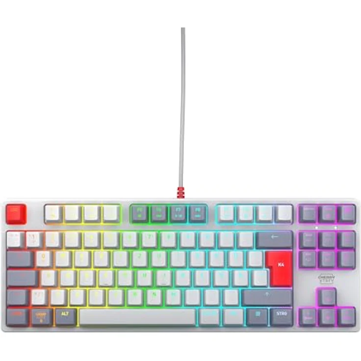 CHERRY XTRFY K4V2 TKL, Mechanische Gaming-Tastatur ohne Nummernblock, RGB-Beleuchtung, MX2A RED Switches, Retro - Deutsches Layout (QWERTZ) – Bild 1