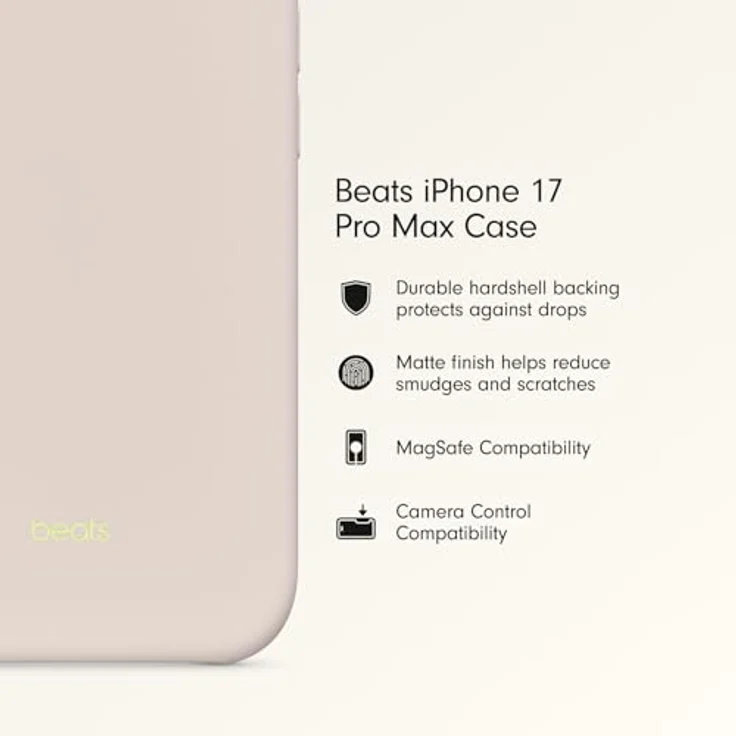 Beats iPhone 17 Pro Max Case mit MagSafe und Kamerasteuerung, matte Außenseite, Mikrofaser-Innenfutter – Kalkstein – Bild 2