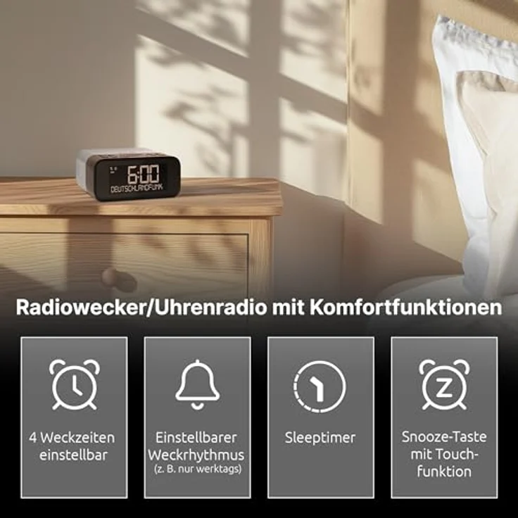 TechniSat DIGITRADIO 52 BT DAB Radiowecker (Uhrenradio, DAB+, UKW, Snooze-Funktion, Sleeptimer, dimmbares Display, Bluetooth-Empfang, 3 Watt RMS Lautsprecher) – Bild 4