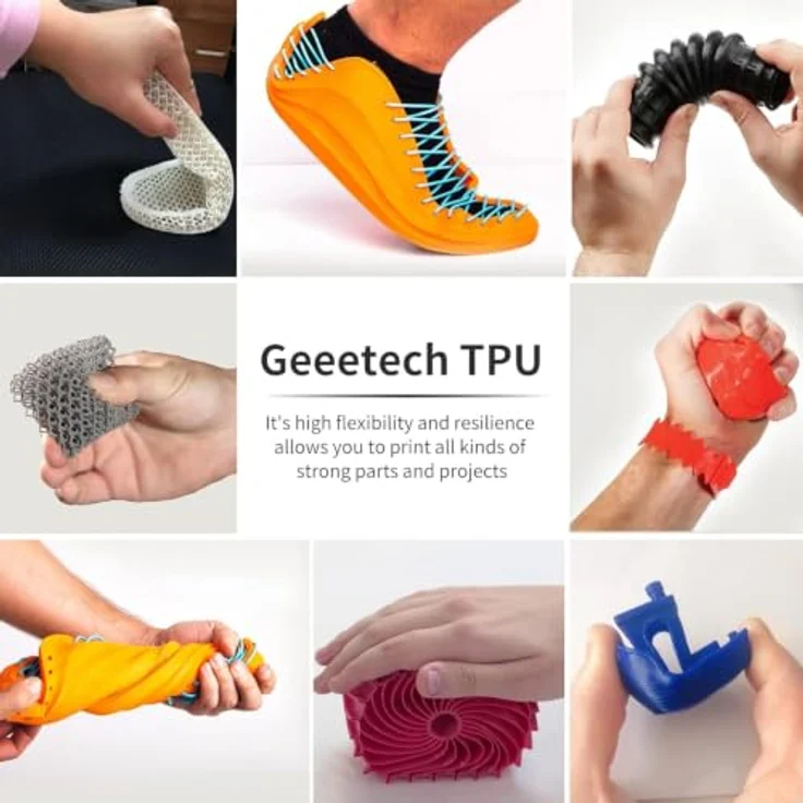 GEEETECH TPU 95A Filament, Weiß, 1kg Spule für 3D-Drucker mit hervorragender Schichthaftung und Flexibilität – Bild 4