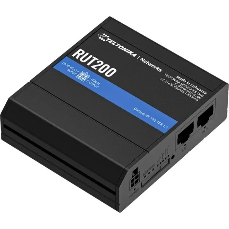 Teltonika RUT200, 4G LTE Mobilfunkrouter mit Wi-Fi und 2 Ethernet-Ports, Schwarz