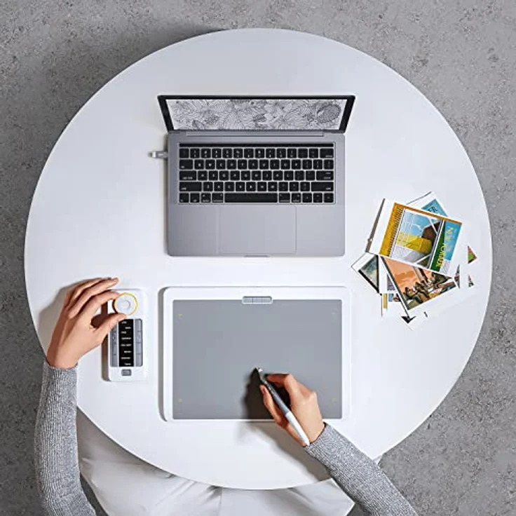 Xencelabs Medium Bundle SE, Grafiktablett mit 8192 Druckstufen, nebelweiss, aktive Fläche 26,2 x 14,7 cm, inklusive zwei Stiften und Shortcut-Fernbedienung – Bild 6