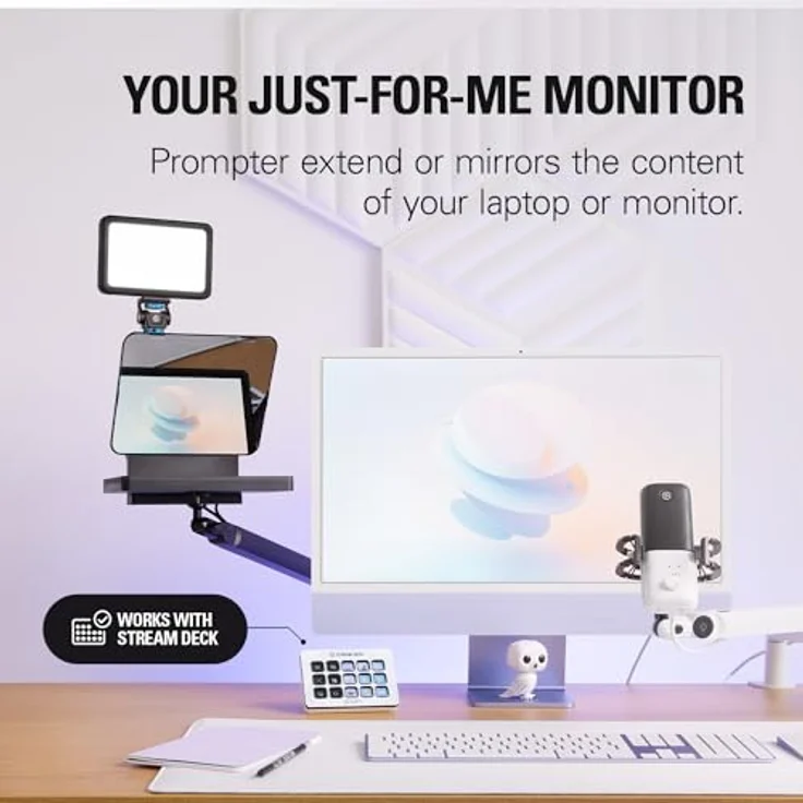 Elgato Prompter – Teleprompter mit integriertem Bildschirm, unterstützt DSLR/Webcam/Smartphone, Drag&Drop-Monitoranzeige, funktioniert mit Mac/PC&Stream Deck – Bild 3