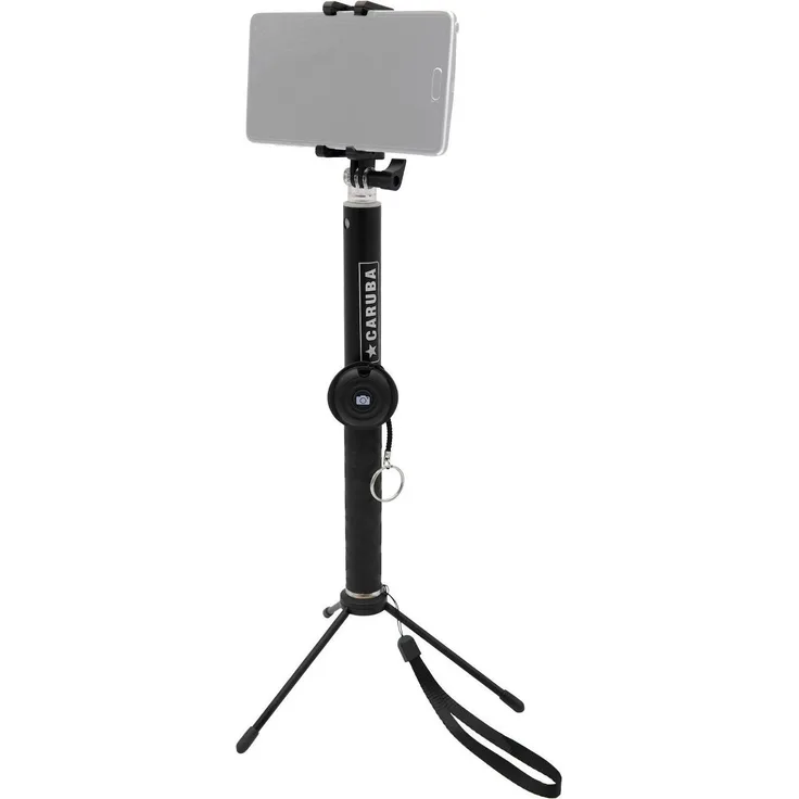 Caruba D128142 Selfie Stick, Bluetooth mit 114 cm max. Länge, schwarz
