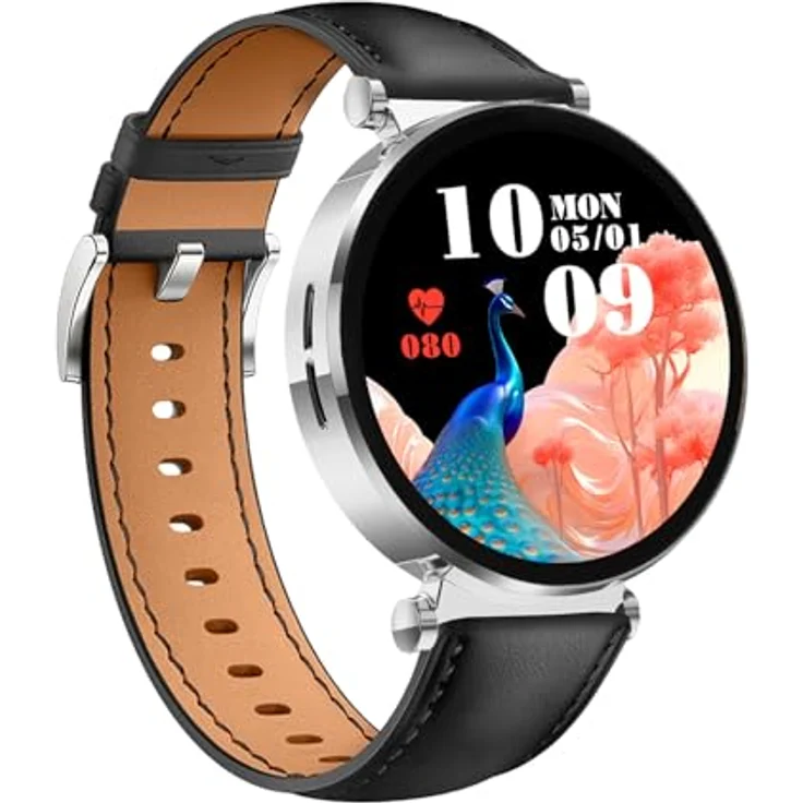 Knauermann NEO 2 (2025) - Gesundheitsuhr Smartwatch in Silber mit EKG, HRV, Blutdruckmessung, Schlafapnoe-Überwachung und schwarzem Rindslederarmband – Bild 3