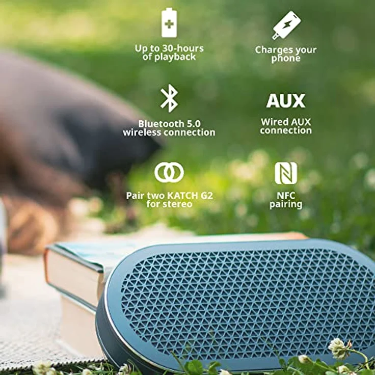 Dali Katch G2 Tragbarer Bluetooth-Lautsprecher, Kabellos, Kompakt, Outdoor-Lautsprecher, 30 Stunden Spielzeit, mit Stoff-Staubschutzkappe, Druckpegel 95 dB, Chilly Blue – Bild 5