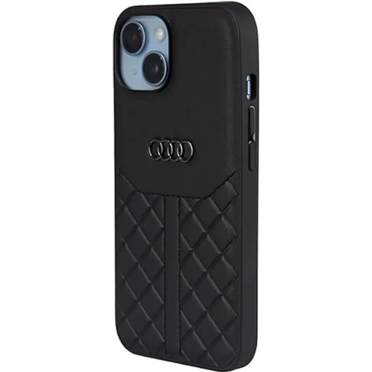 Audi Genuine Leather iPhone 14 6.1" Hardcase, Schwarz, TPU/Naturleder, schlankes Design, geprägtes Rhombenmotiv, Zugang zu allen Tasten und Ports – Bild 3