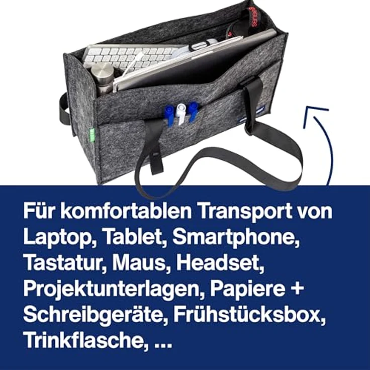 Magnetoplan Aktentasche 11126, praktische Laptop-Tasche aus 100 % recyceltem Polyester, grau, 45 x 25 x 15 cm, für flexibles Arbeiten – Bild 4