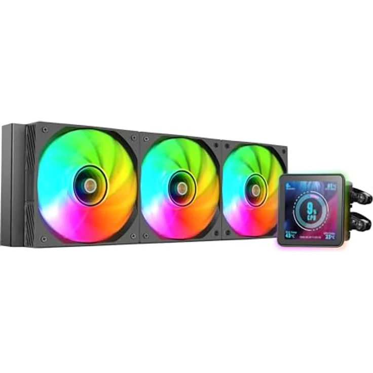 Mars Gaming ML-VISIONPRO360, All-in-One CPU Wasserkühler mit drei 120-mm-Lüftern und mehrfarbiger LED-Beleuchtung, Schwarz – Bild 1