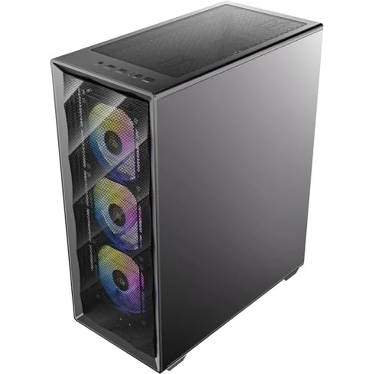 Antec AX85 ARGB, PC Gehäuse für mATX, ATX und ITX mit 4 vorinstallierten ARGB-Lüftern und Tempered-Glas-Seitenpaneel, Schwarz – Bild 12