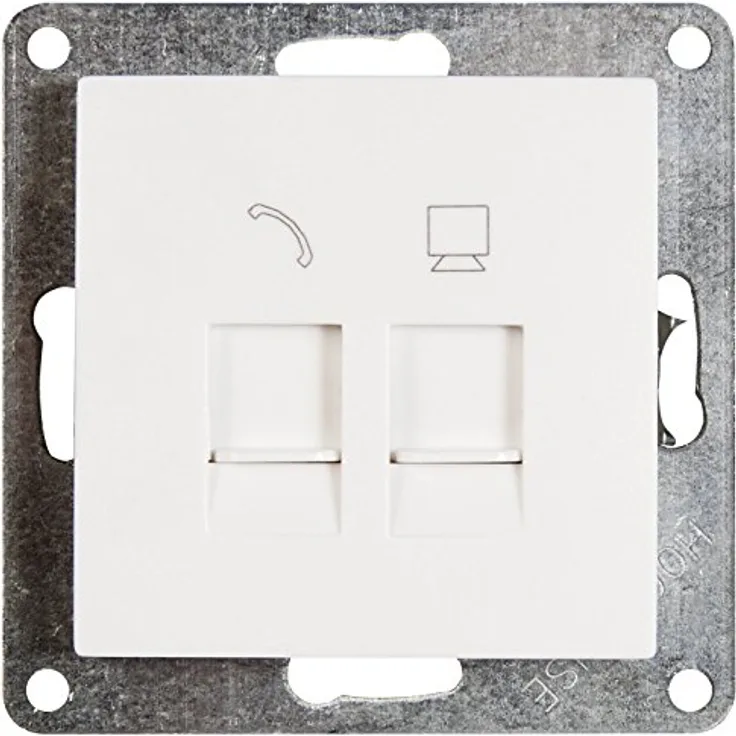 RJ45 + RJ11 Dose McPower ''Flair'' für ISDN, Cat, UP, weiß