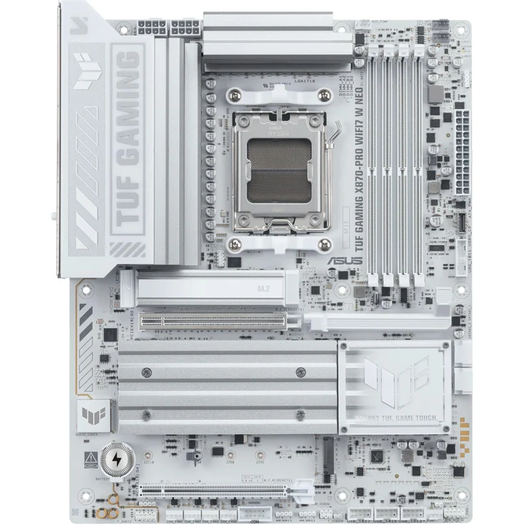 Asus Tuf X870-Pro Wifi7 W Neo (Am5) (D), ATX-Mainboard mit 16+2+1 Leistungsstufen, DDR5, PCIe 5.0, 4 M.2-Steckplätzen, 5Gb Ethernet, weiße Farbe – Bild 1