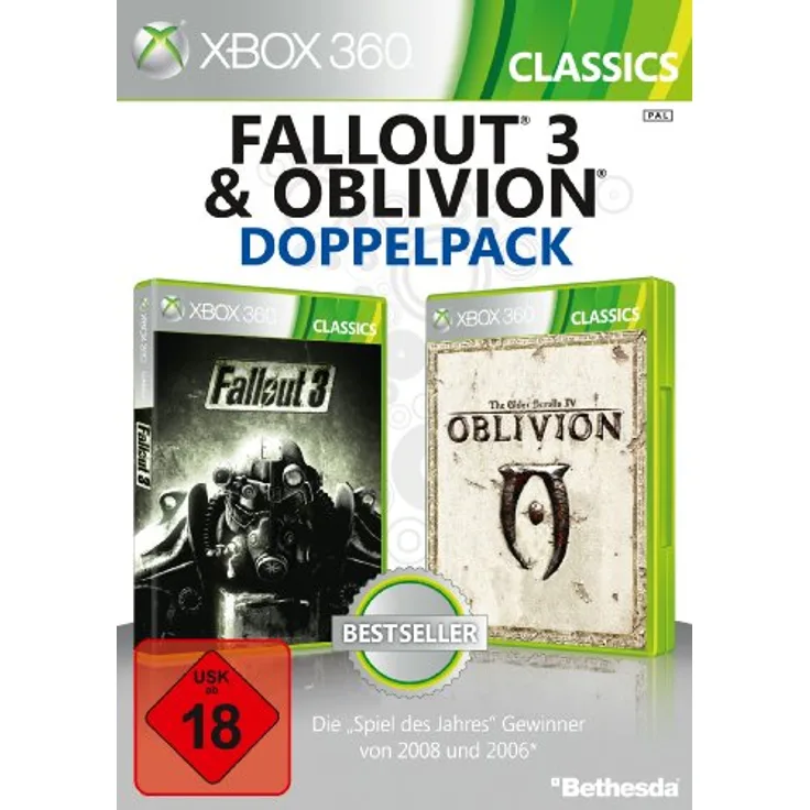 Bethesda Fallout 3 & The Elder Scrolls IV: Oblivion - Doppelpack, Xbox 360-Games - Gigantische Spielwelten, fesselnde Geschichten und audiovisuelle Meisterwerke