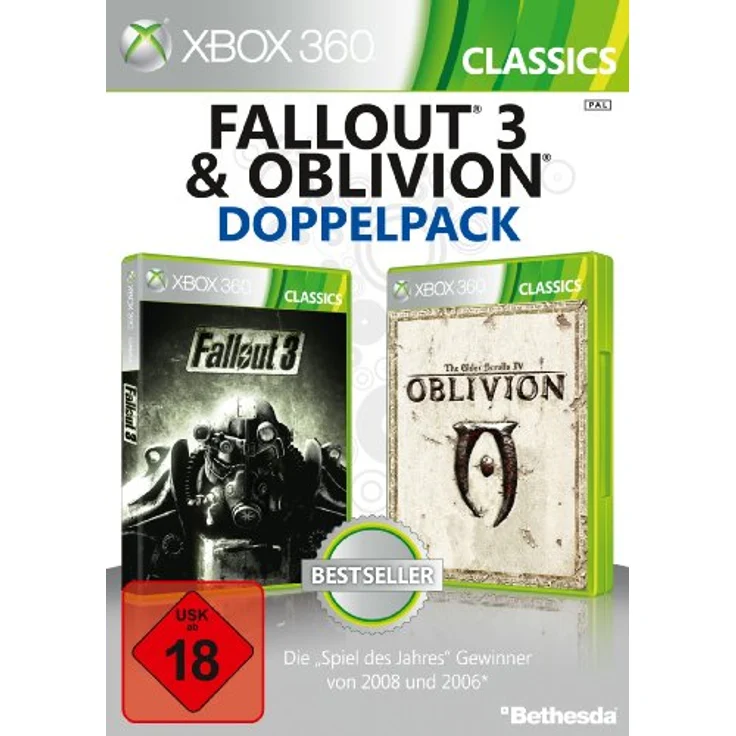 Bethesda Fallout 3 & The Elder Scrolls IV: Oblivion - Doppelpack, Xbox 360-Games - Gigantische Spielwelten, fesselnde Geschichten und audiovisuelle Meisterwerke – Bild 1