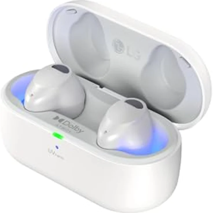 LG Tone Free T90S In-Ear Bluetooth Kopfhörer mit Dolby Atmos-Sound, Meridian-Technologie, ANC (Active Noise Cancellation) & UVnano+, Weiß – Bild 3