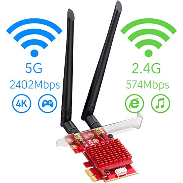 Cudy AX5400 Tri-Band Wi-Fi 6 WLAN- / Bluetooth®-Adapter PCIe 5400MBit/s – Bild 2