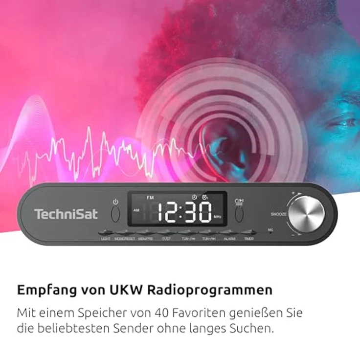 TechniSat Viola Küchenradio, Unterbau Radio mit UKW/FM, LED Display, Bluetooth, Arbeitsleuchte, Weckfunktion, anthrazit – Bild 3