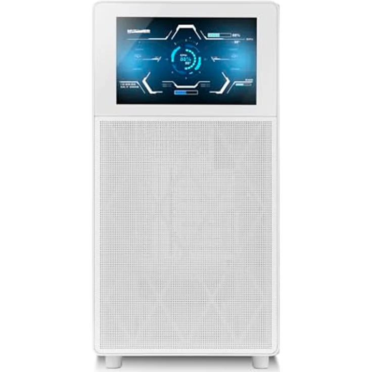 NOX XTREME PRODUCTS Hummer BIOS Semitower ATX | M-ATX | ITX, anpassbares 8"-LCD-Display, Frontblende aus Metallgewebe, gehärtete Glas-Seitenwand, Platz für 11 Lüfter, USB-C und 3.0, Weiß – Bild 2