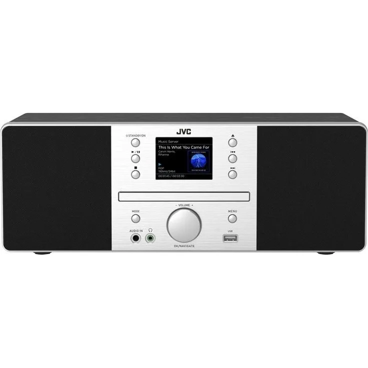 JVC RD-E874B Tower Bluetooth Radio, 20 W RMS, Schwarz-Silber, mit CD-Spieler, MP3-Wiedergabe und USB-Anschluss