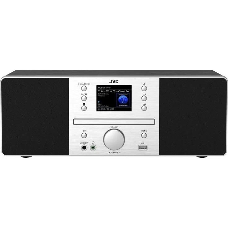 JVC RD-E874B Tower Bluetooth Radio, 20 W RMS, Schwarz-Silber, mit CD-Spieler, MP3-Wiedergabe und USB-Anschluss