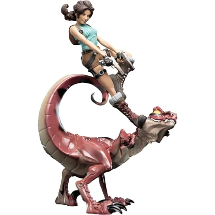 Weta Workshop Tomb Raider Mini Epics Vinyl Figur Lara Croft & Raptor 24 cm, Offiziell lizenziert, 12,5 x 24,5 x 14,2 cm, in bedruckter Geschenkbox