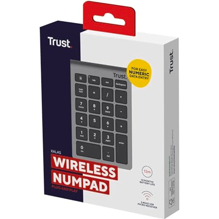 Trust XALAS Wireless Numpad, kabelloses Ziffernblatt mit 2x AAA-Batterien, kompakte Größe (13x8,8x2cm) – Bild 8