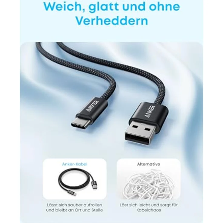 Anker Zolo USB-C Kabel, 1,8m, 3.1A mit nahtloser CarPlay-Verbindung, geflochtenes USB-C Ladekabel für iPhone 17 Pro Max/16/15, Samsung Galaxy S25/S24, MacBook Pro/Air – Bild 3